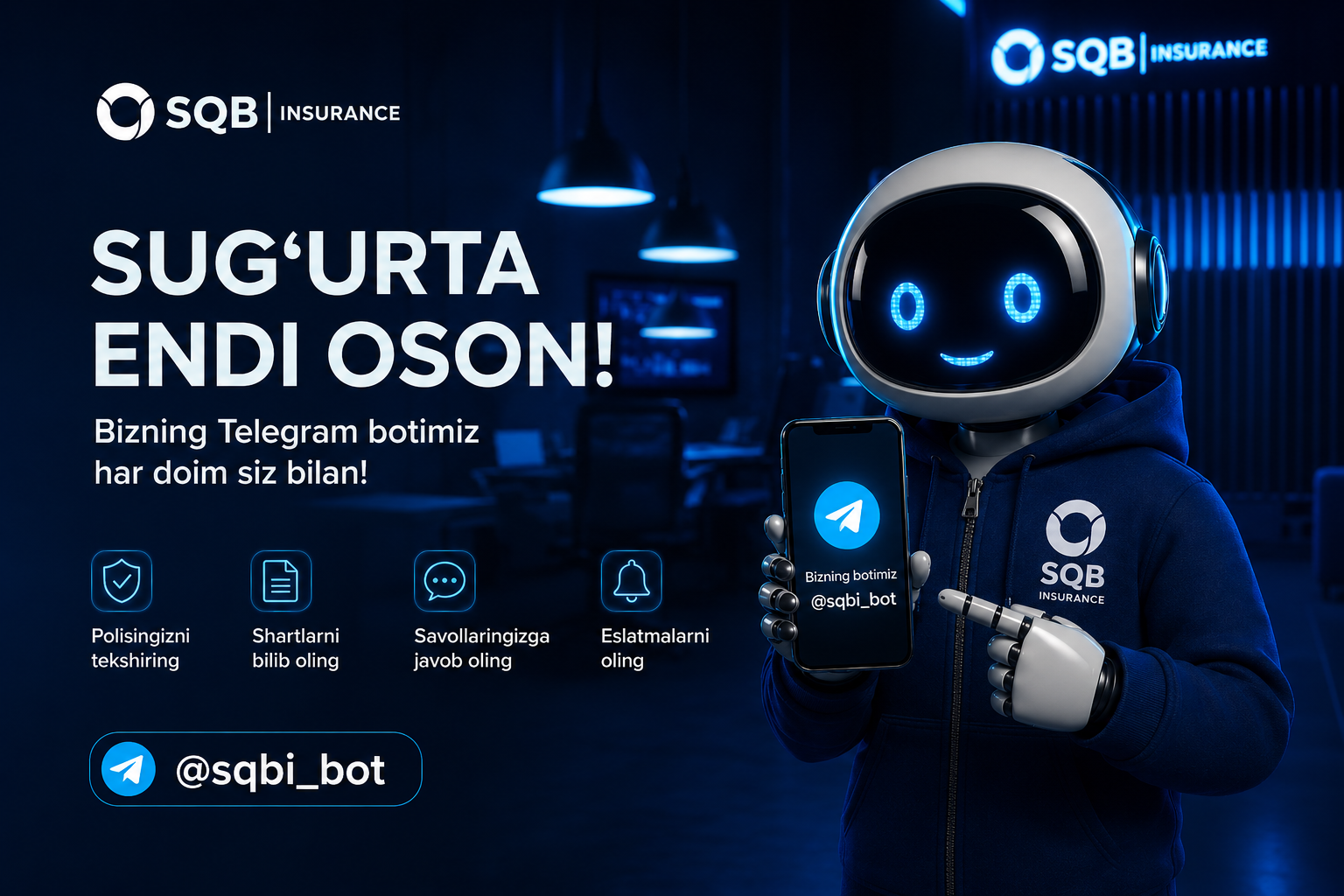 SQB Insurance yangi Telegram-botini ishga tushirdi!